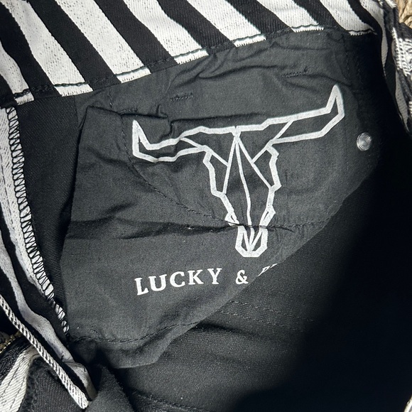 L&B Lucky & Blessed Monochrome Striped Flare Pants Size 4 - Picture 3 of 12